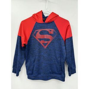 Superman  Sweater Boys‎ Blue Pullover Hoodie Sweatshirt Kids M